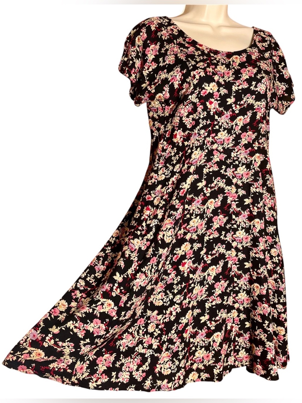 Vintage All That Jazz Skater Dress Whimsygoth Floral 90s Rayon Mini A-Line